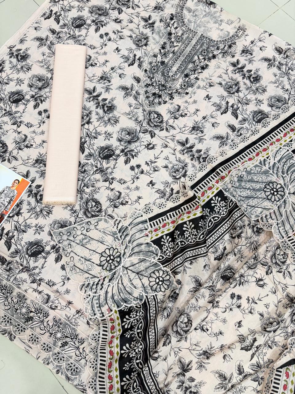 3 PIECE- LUXURY LAWN PATCHES & LACES UNSTITCHED SUMMER 26-NEW ARRIVALS