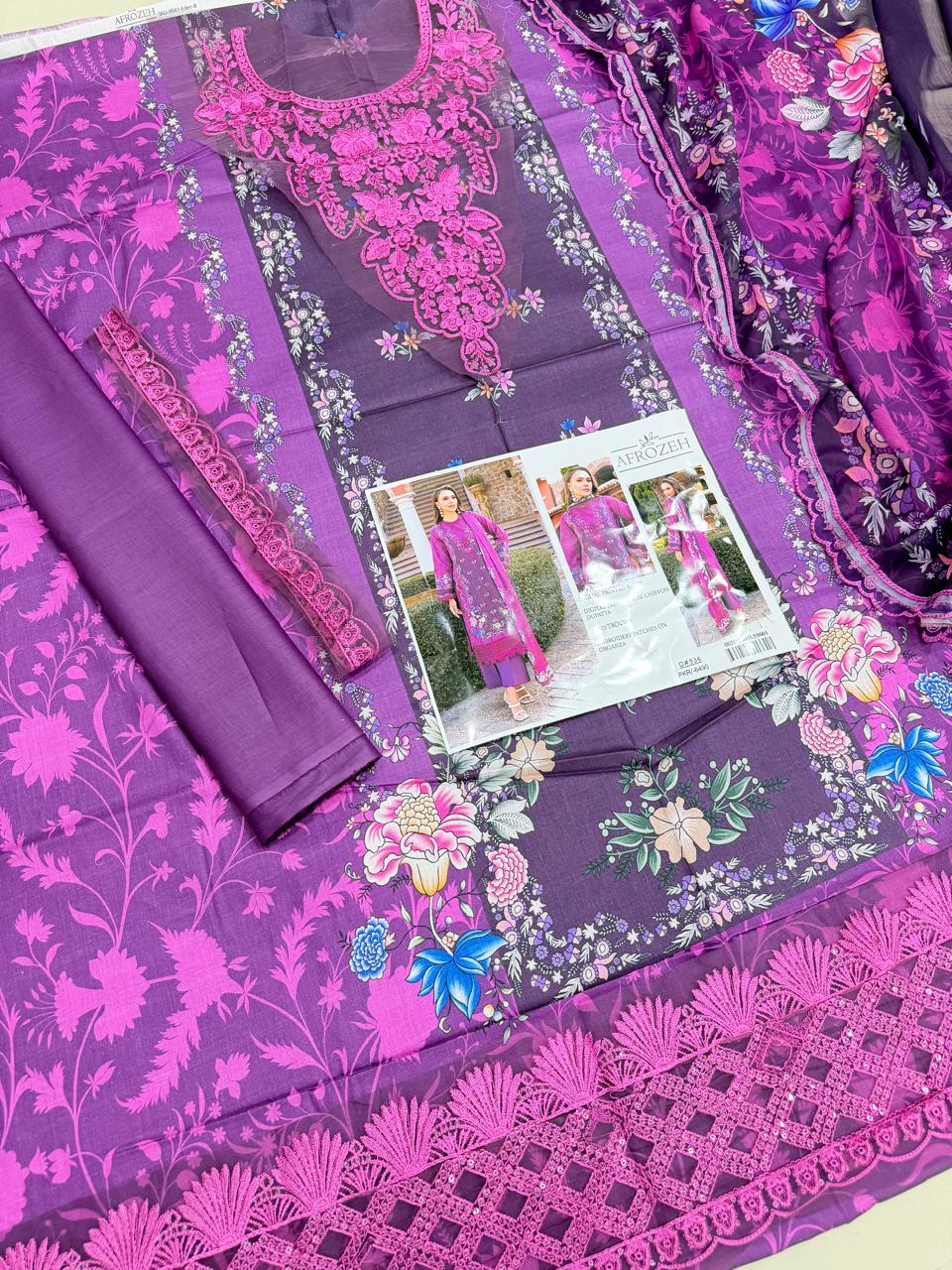 3 PIECE- LUXURY LAWN EMBROIDERY ON ORGANZA UNSTITCHED SUMMER 26-NEW ARRIVALS