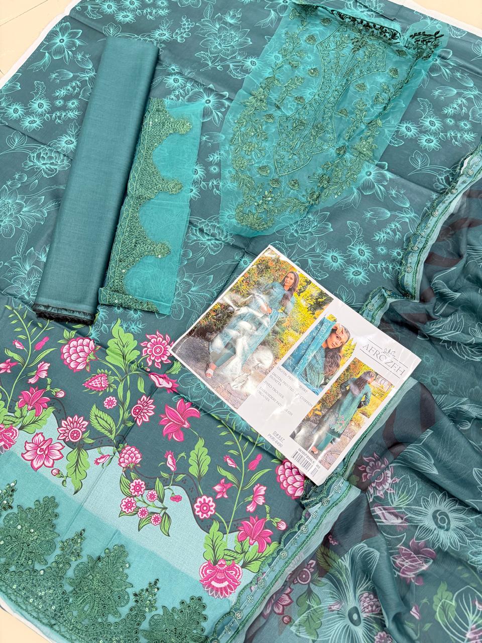 3 PIECE- LUXURY LAWN EMBROIDERY ON ORGANZA UNSTITCHED SUMMER 26-NEW ARRIVALS