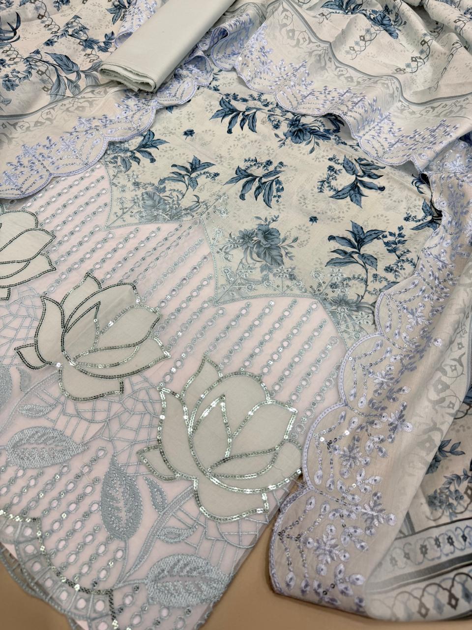 3 PIECE- LUXURY LAWN EMBROIDERY CHEKAN KARI & UNSTITCHED SUMMER 26-NEW ARRIVALS