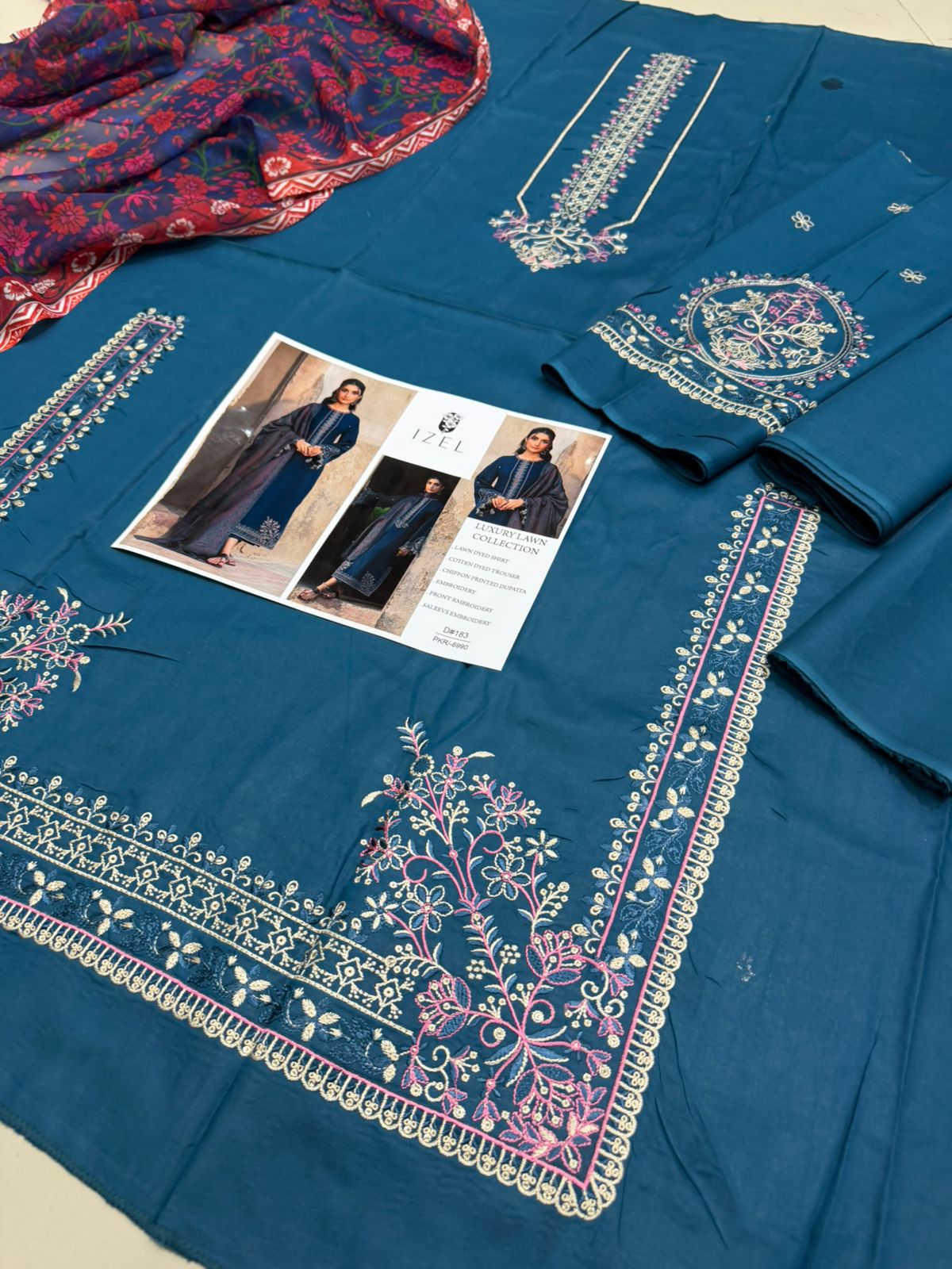 3 PIECE-LUXURY LAWN EMBROIDERY FRONT & SALEEVS UNSTITCHED SUMMER 26-NEW ARRIVALS