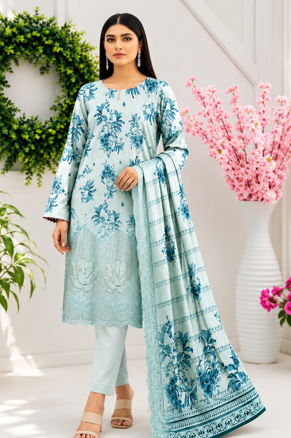 3 PIECE- LUXURY LAWN EMBROIDERY CHEKAN KARI & UNSTITCHED SUMMER 26-NEW ARRIVALS