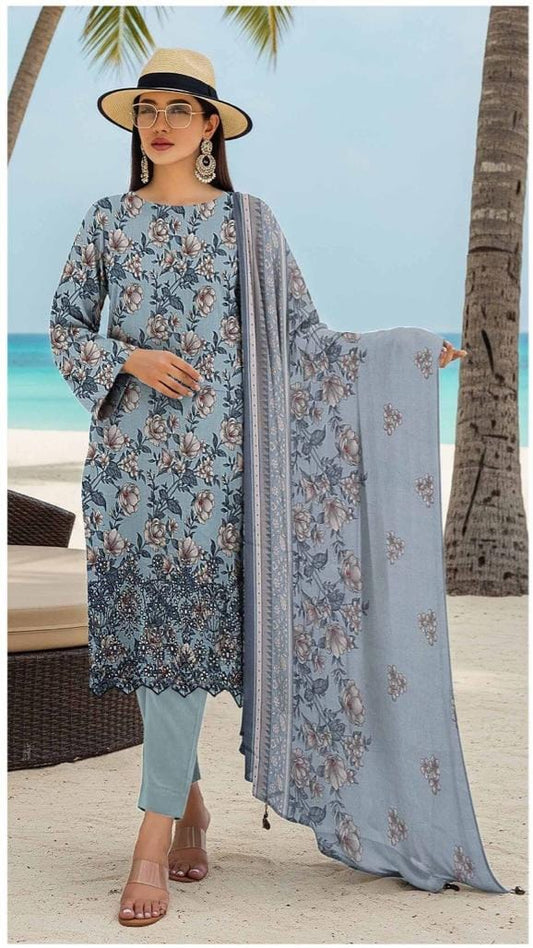 3 PIECE- LUXURY LAWN EMBROIDERY PATCHES ON ORGANZA & READY TO WEAR DUPPATTA UNSTITCHED SUMMER 26-NEW ARRIVALS