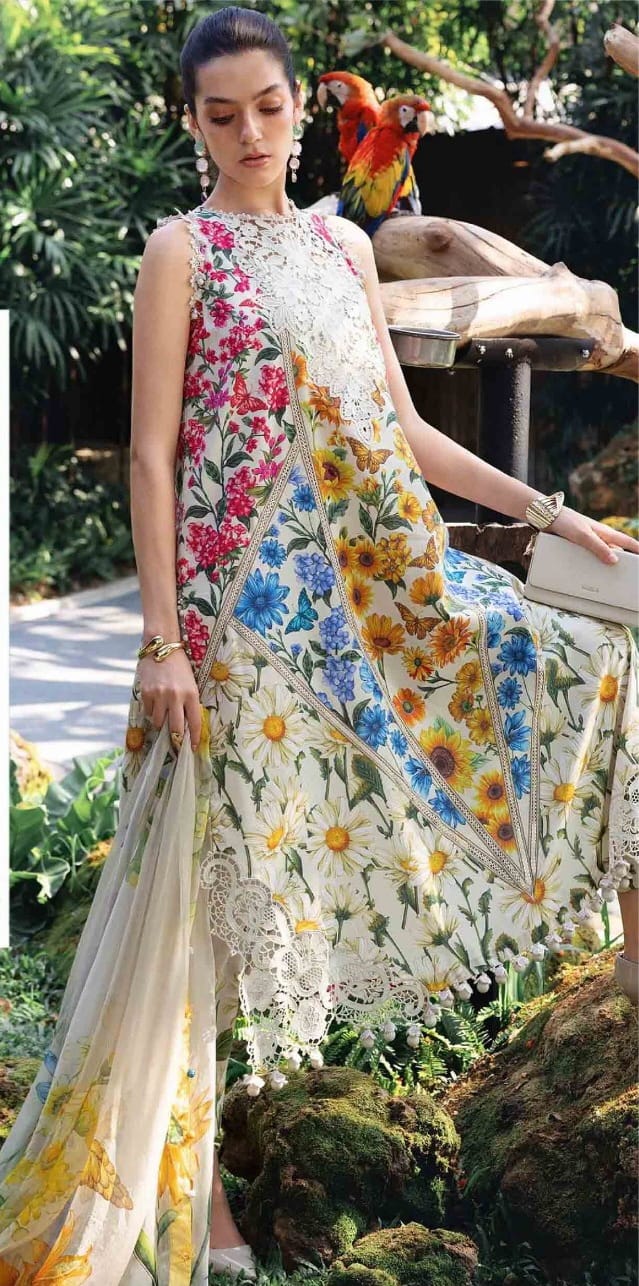 3 PIECE- LUXURY LAWN EMBROIDERY PATCHES ON ORGANZA & READY TO WEAR DUPPATTA UNSTITCHED SUMMER 26-NEW ARRIVALS
