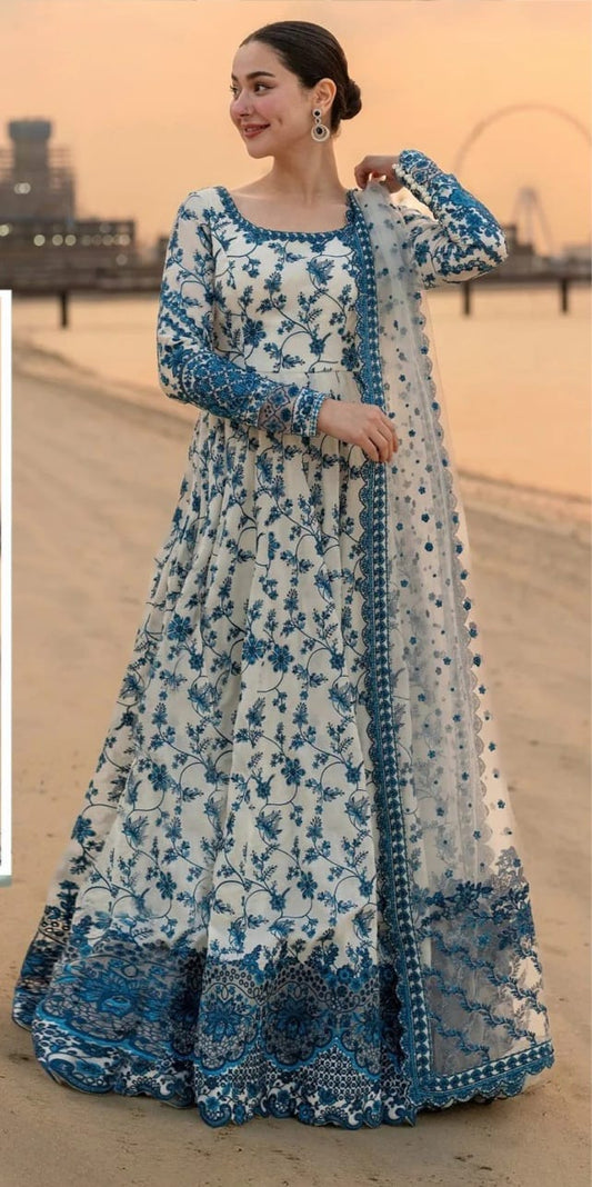 3 PIECE- LUXURY LAWN EMBROIDERY PATCHES ON ORGANZA & READY TO WEAR DUPPATTA UNSTITCHED SUMMER 26-NEW ARRIVALS