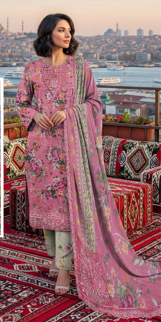 3 PIECE- LUXURY LAWN EMBROIDERY PATCHES ON ORGANZA & READY TO WEAR DUPPATTA UNSTITCHED SUMMER 26-NEW ARRIVALS