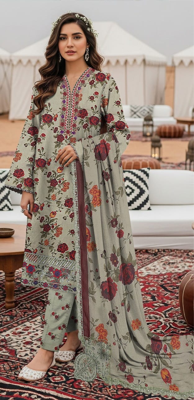3 PIECE- LUXURY LAWN EMBROIDERY PATCHES ON ORGANZA & READY DUPPATTA UNSTITCHED SUMMER 26-NEW ARRIVALS