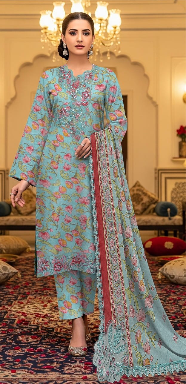 3 PIECE- LUXURY LAWN EMBROIDERY PATCHES ON ORGANZA & READY TO WEAR DUPPATTA UNSTITCHED SUMMER 26-NEW ARRIVALS