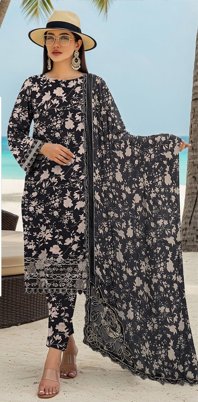 3 PIECE- LUXURY LAWN EMBROIDERY PATCHES ON ORGANZA & READY TO WEAR DUPPATTA UNSTITCHED SUMMER 26-NEW ARRIVALS