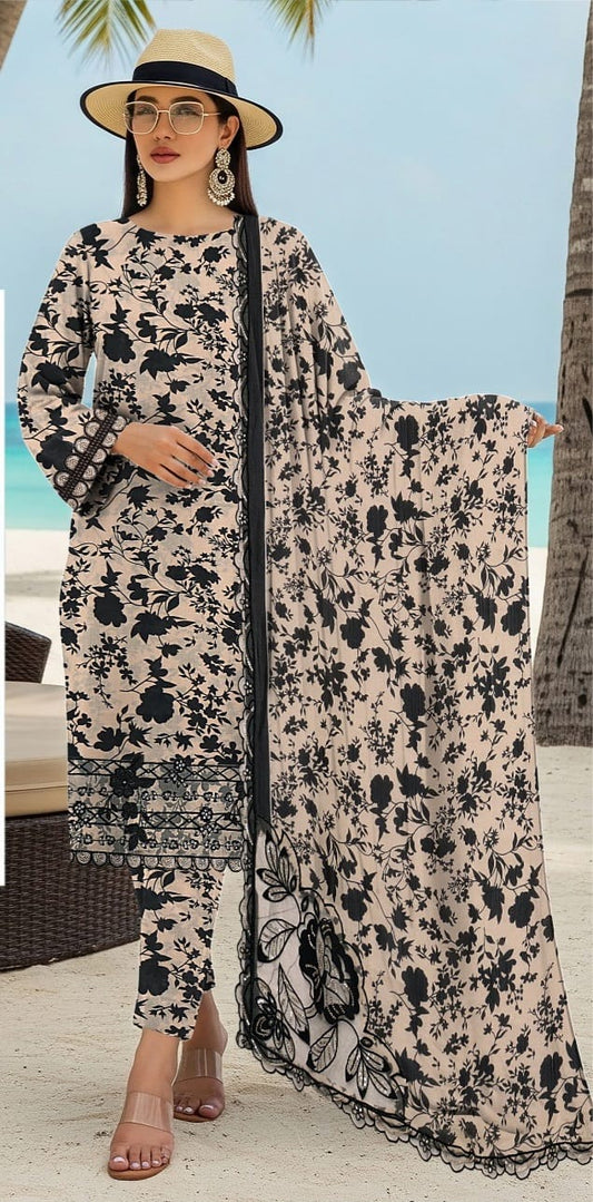 3 PIECE- LUXURY LAWN EMBROIDERY PATCHES ON ORGANZA & READY TO WEAR DUPPATTA UNSTITCHED SUMMER 26-NEW ARRIVALS
