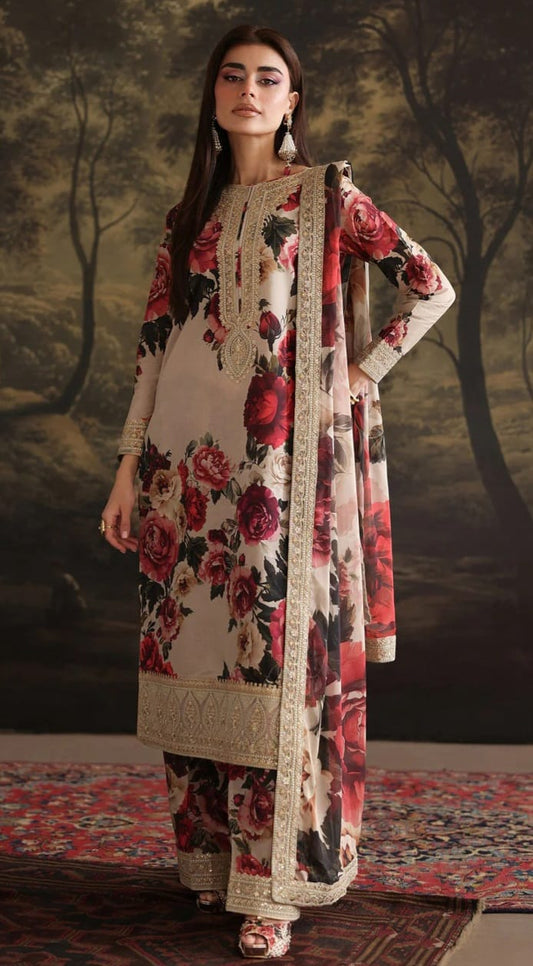 3 PIECE- LUXURY LAWN PATCHES & LACES UNSTITCHED SUMMER 26-NEW ARRIVALS