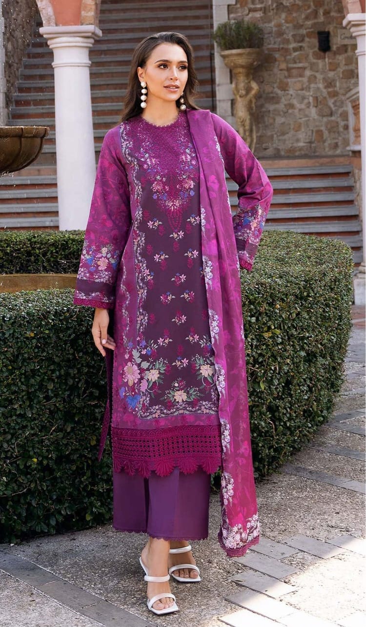 3 PIECE- LUXURY LAWN EMBROIDERY ON ORGANZA UNSTITCHED SUMMER 26-NEW ARRIVALS