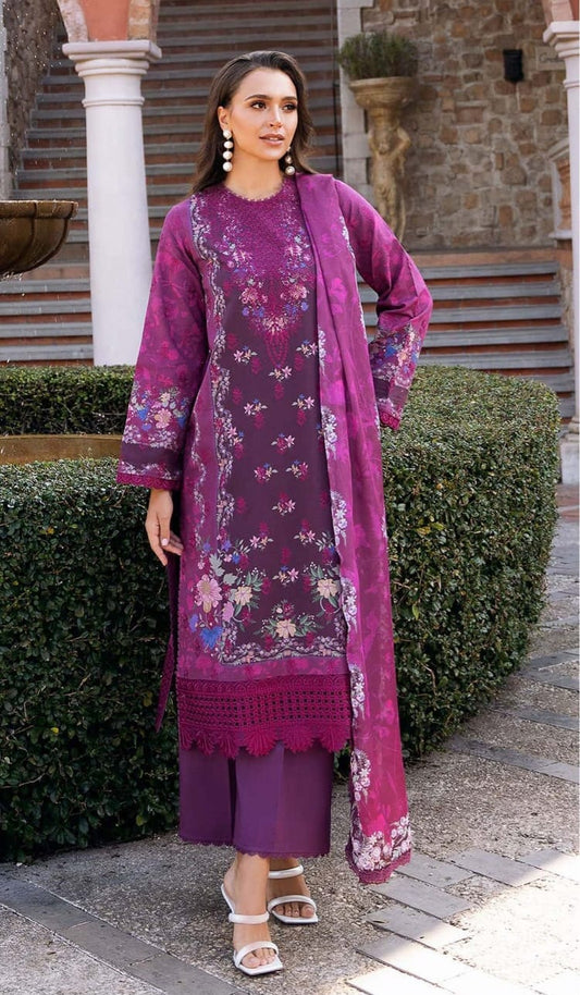 3 PIECE- LUXURY LAWN EMBROIDERY ON ORGANZA UNSTITCHED SUMMER 26-NEW ARRIVALS