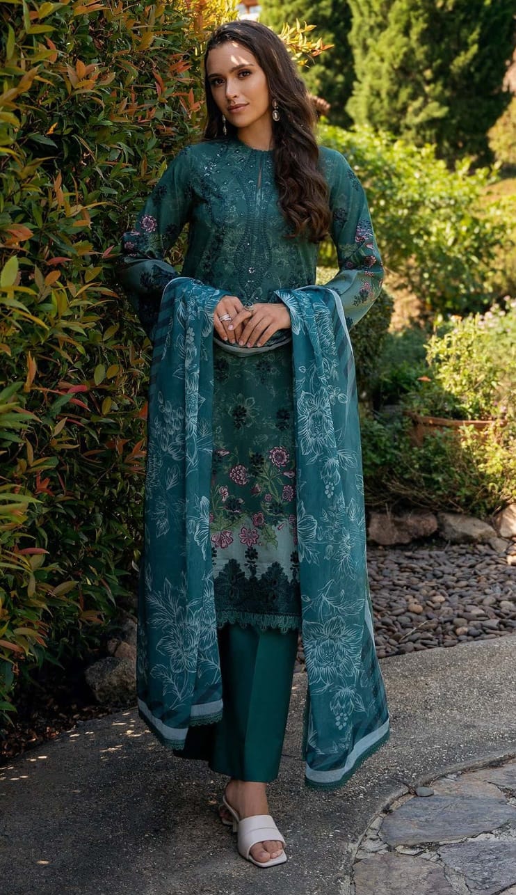 3 PIECE- LUXURY LAWN EMBROIDERY ON ORGANZA UNSTITCHED SUMMER 26-NEW ARRIVALS