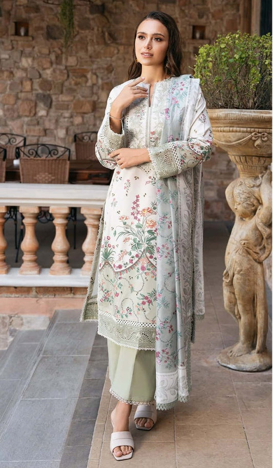 3 PIECE- LUXURY LAWN EMBROIDERY ON ORGANZA UNSTITCHED SUMMER 26-NEW ARRIVALS