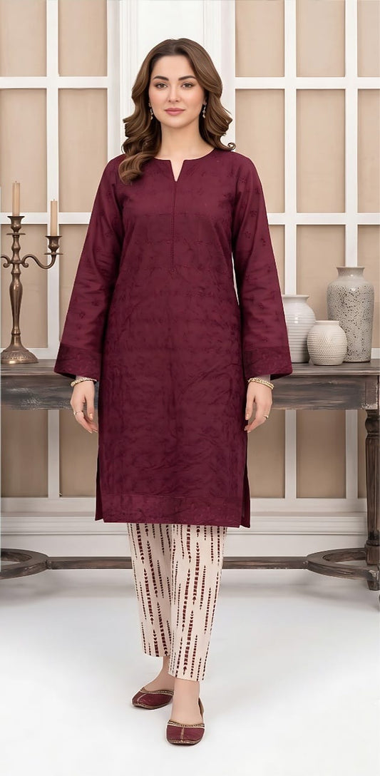 2 PIECE-LAWN HEAVILY EMBROIDERED CHIKENKARI SHIRT & DIGITEL PRINTED TROUSER UNSTITCHED SUMMER 26-NEW ARRIVALS