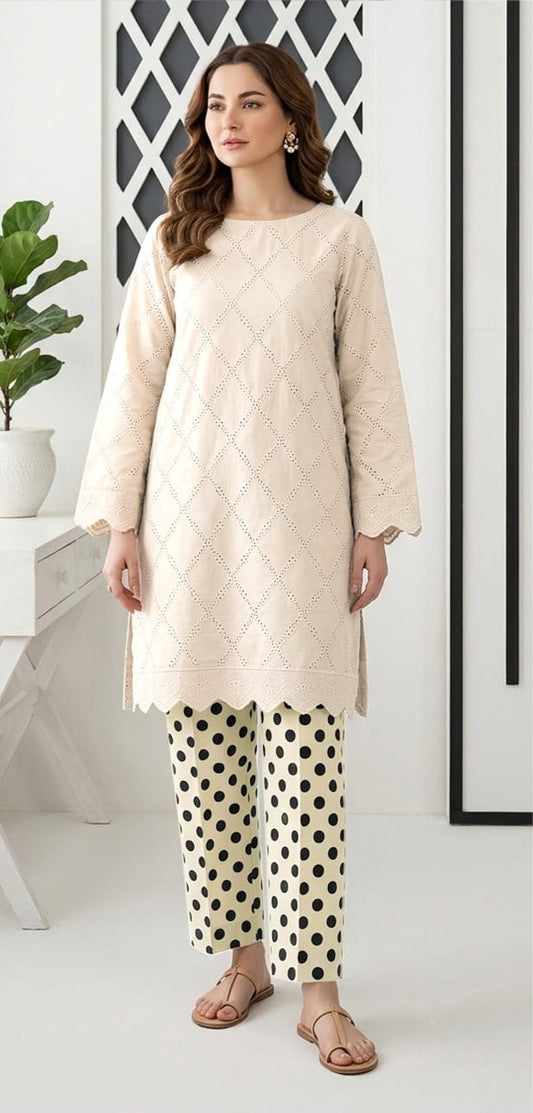 2 PIECE-LAWN HEAVILY EMBROIDERED CHIKENKARI SHIRT & DIGITEL PRINTED TROUSER UNSTITCHED SUMMER 26-NEW ARRIVALS