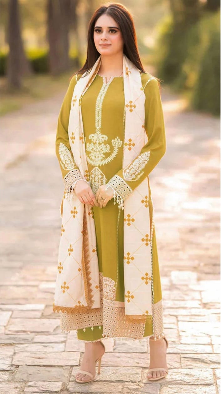 3 PIECE-LUXURY LAWN EMBROIDERY FRONT & SALEEVS UNSTITCHED SUMMER 26-NEW ARRIVALS