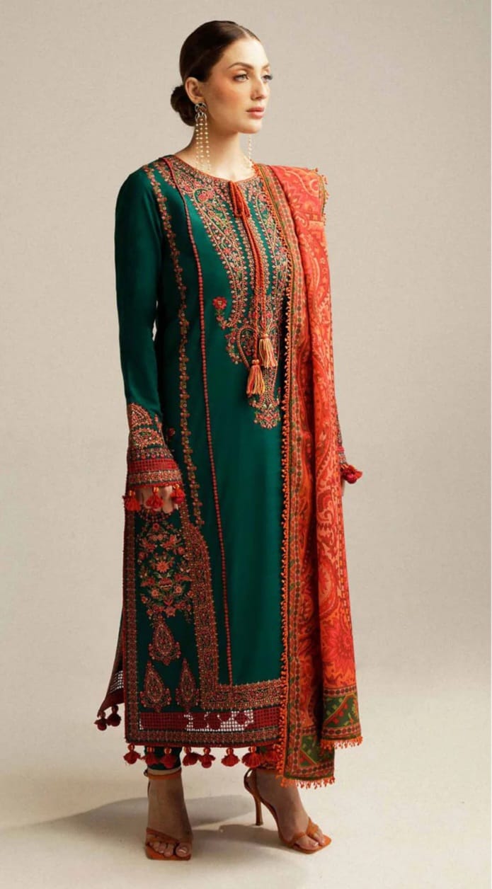 3 PIECE-LUXURY LAWN EMBROIDERY FRONT & SALEEVS UNSTITCHED SUMMER 26-NEW ARRIVALS
