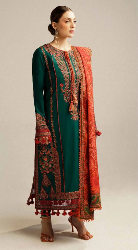 3 PIECE-LUXURY LAWN EMBROIDERY FRONT & SALEEVS UNSTITCHED SUMMER 26-NEW ARRIVALS