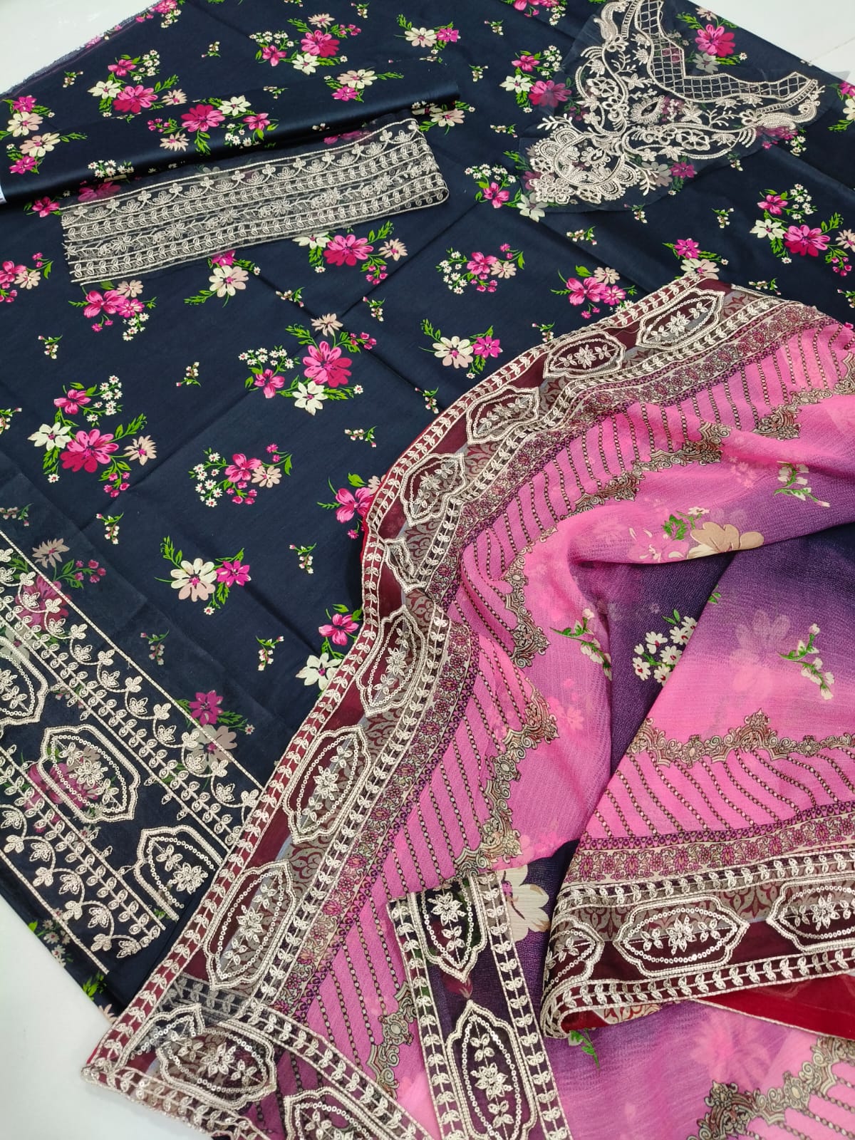3 PIECE- LUXURY LAWN EMBROIDERY PATCHES ON ORGANZA & READY TO WEAR DUPPATTA UNSTITCHED SUMMER 26-NEW ARRIVALS