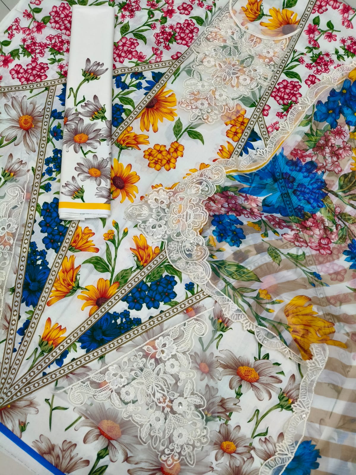 3 PIECE- LUXURY LAWN EMBROIDERY PATCHES ON ORGANZA & READY TO WEAR DUPPATTA UNSTITCHED SUMMER 26-NEW ARRIVALS