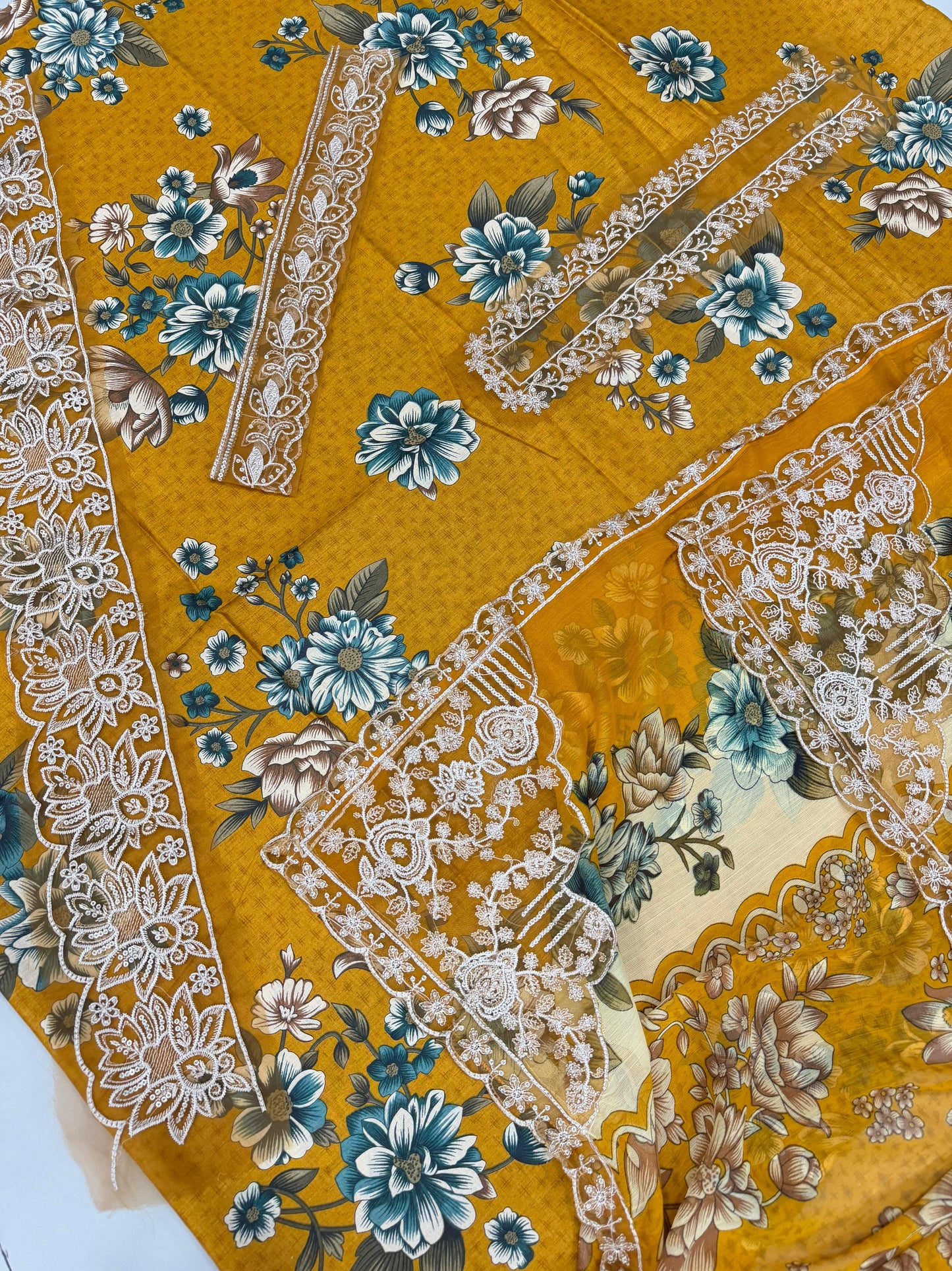 3 PIECE- LUXURY LAWN EMBROIDERY PATCHES ON ORGANZA & READY TO WEAR DUPPATTA UNSTITCHED SUMMER 26-NEW ARRIVALS