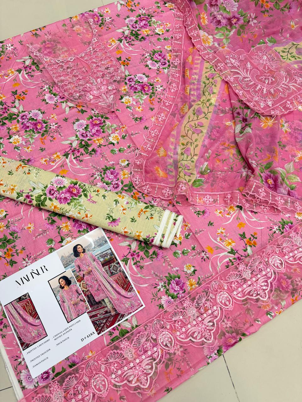 3 PIECE- LUXURY LAWN EMBROIDERY PATCHES ON ORGANZA & READY TO WEAR DUPPATTA UNSTITCHED SUMMER 26-NEW ARRIVALS