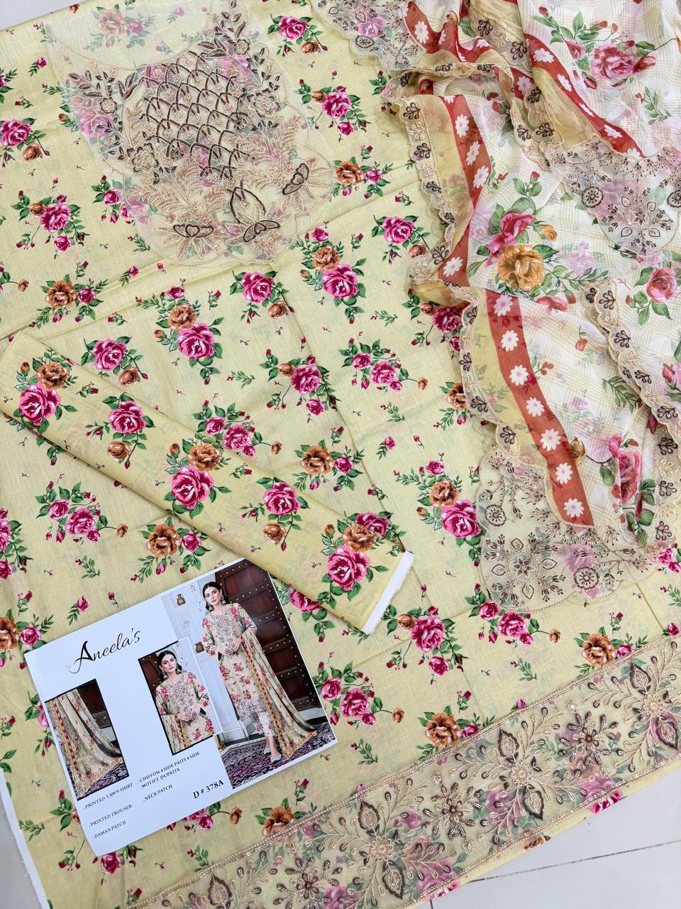 3 PIECE- LUXURY LAWN EMBROIDERY PATCHES ON ORGANZA & READY DUPPATTA UNSTITCHED SUMMER 26-NEW ARRIVALS