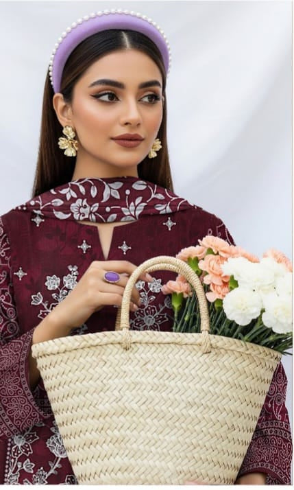 3 PIECE- LUXURY LAWN EMBROIDERY & DUPPATTA 4 SIDE PATI  UNSTITCHED SUMMER 26-NEW ARRIVALS
