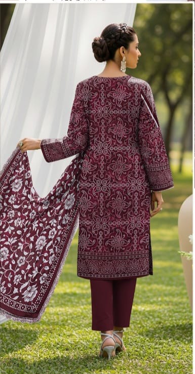 3 PIECE- LUXURY LAWN EMBROIDERY & DUPPATTA 4 SIDE PATI  UNSTITCHED SUMMER 26-NEW ARRIVALS