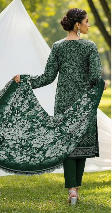 3 PIECE- LUXURY LAWN EMBROIDERY & DUPPATTA 4 SIDE PATI  UNSTITCHED SUMMER 26-NEW ARRIVALS