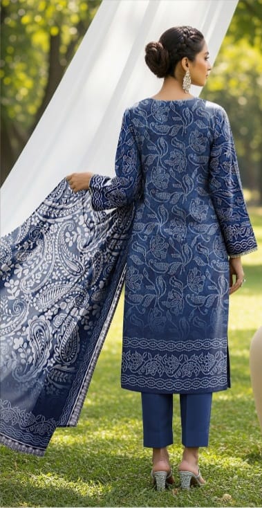 3 PIECE- LUXURY LAWN EMBROIDERY & DUPPATTA 4 SIDE PATI  UNSTITCHED SUMMER 26-NEW ARRIVALS