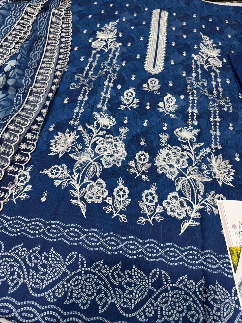 3 PIECE- LUXURY LAWN EMBROIDERY & DUPPATTA 4 SIDE PATI  UNSTITCHED SUMMER 26-NEW ARRIVALS
