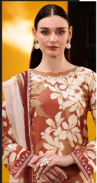 3 PIECE- LUXURY LAWN EMBROIDERY PATCHES ON ORGANZA & 2 MOTIF DUPPATTA UNSTITCHED SUMMER 26-NEW ARRIVALS