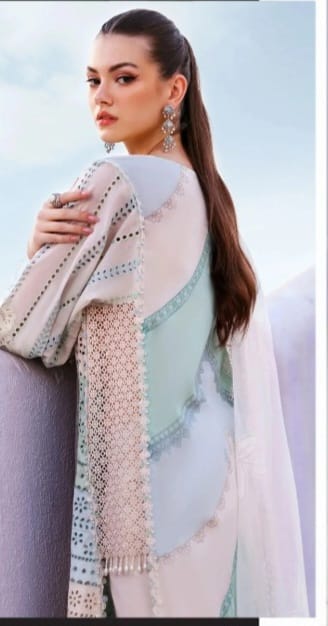 3 PIECE- CHICKEN KARI WITH HEAVY PATCH UNSTITCHED SUMMER 26-NEW ARRIVALS