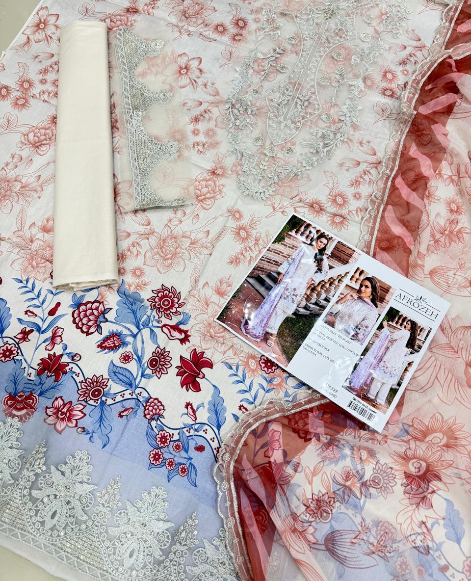 3 PIECE- LUXURY LAWN EMBROIDERY ON ORGANZA UNSTITCHED SUMMER 26-NEW ARRIVALS