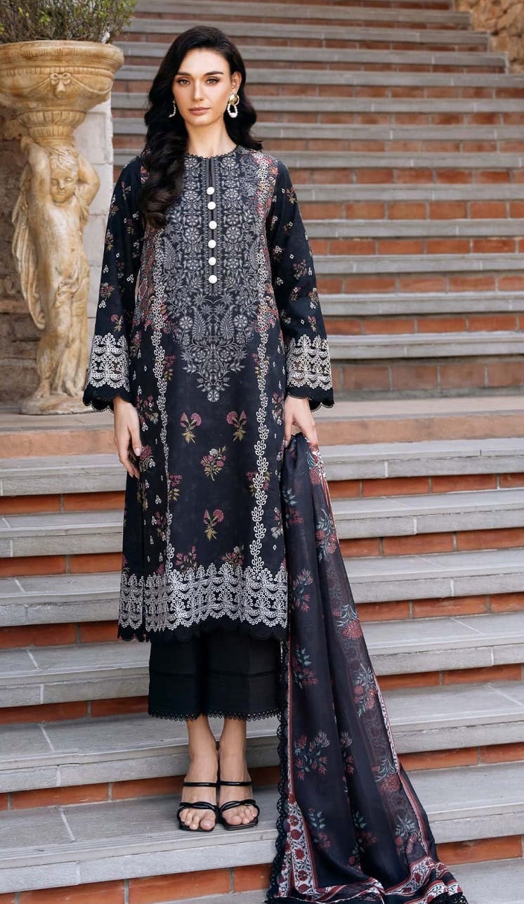 3 PIECE- LUXURY LAWN EMBROIDERY ON ORGANZA UNSTITCHED SUMMER 26-NEW ARRIVALS