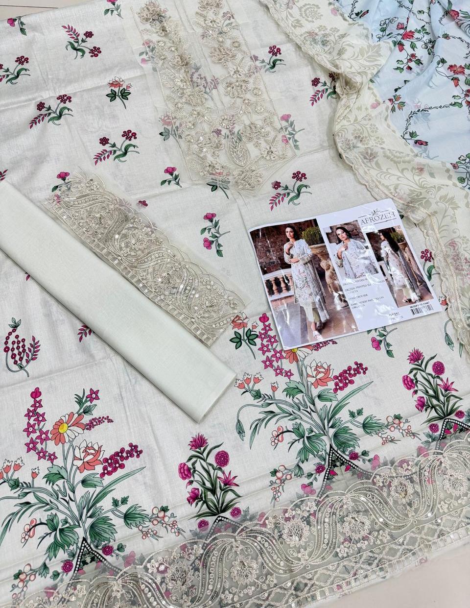 3 PIECE- LUXURY LAWN EMBROIDERY ON ORGANZA UNSTITCHED SUMMER 26-NEW ARRIVALS