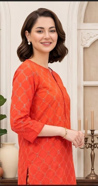 2 PIECE-LAWN HEAVILY EMBROIDERED CHIKENKARI SHIRT & DIGITEL PRINTED TROUSER UNSTITCHED SUMMER 26-NEW ARRIVALS