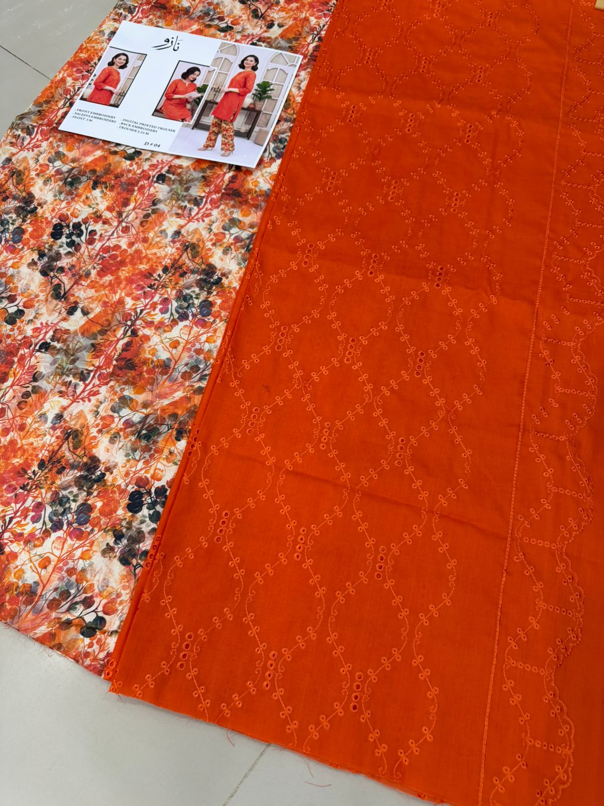 2 PIECE-LAWN HEAVILY EMBROIDERED CHIKENKARI SHIRT & DIGITEL PRINTED TROUSER UNSTITCHED SUMMER 26-NEW ARRIVALS