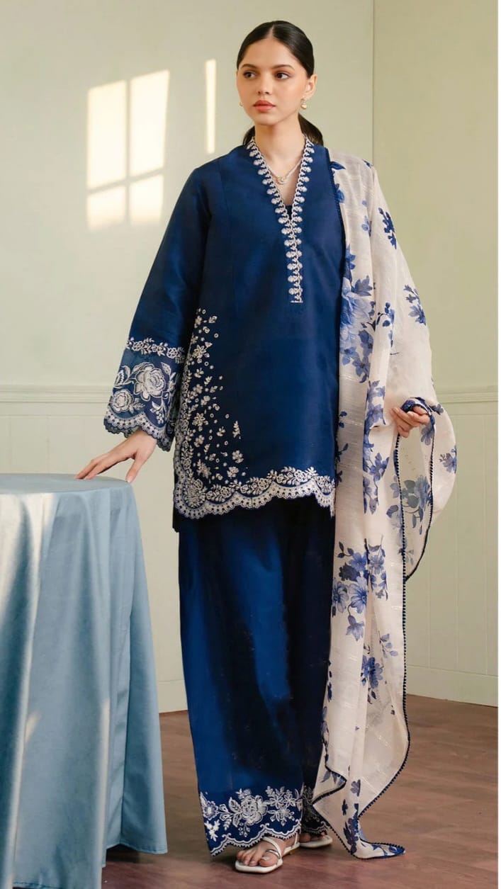 3 PIECE-LUXURY LAWN EMBROIDERY FRONT & SALEEVS UNSTITCHED SUMMER 26-NEW ARRIVALS