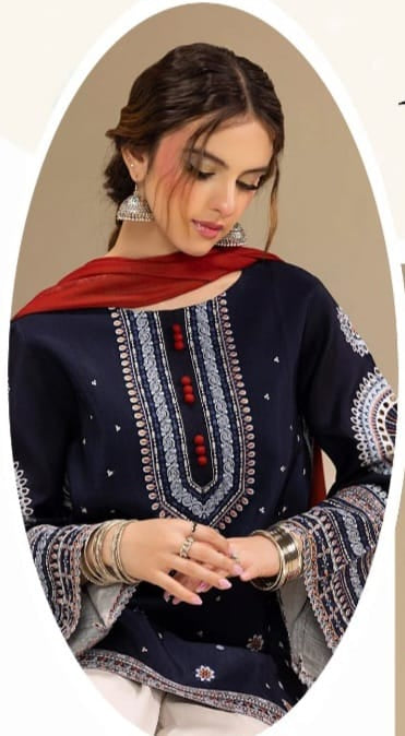 3 PIECE-LUXURY LAWN EMBROIDERY FRONT & SALEEVS UNSTITCHED SUMMER 26-NEW ARRIVALS