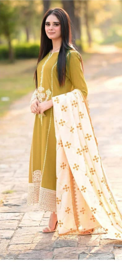 3 PIECE-LUXURY LAWN EMBROIDERY FRONT & SALEEVS UNSTITCHED SUMMER 26-NEW ARRIVALS
